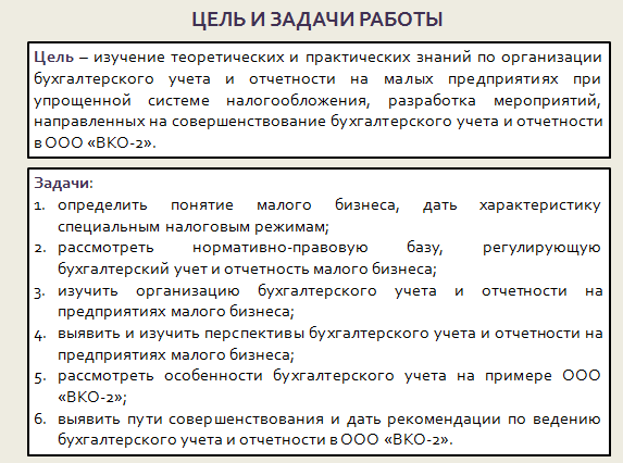 Дипломная работа: Бухгалтерский и налоговый учет на предприятиях малого бизнеса